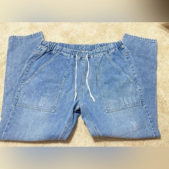 Wide Leg Jeans sz 2XL elastic waist pull on plus size - Picture 7 of 11